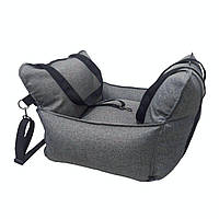 Автокресло сумка-переноска лежак для собак животных автомобильная переноска 52х 52 см съемный чехол Серый