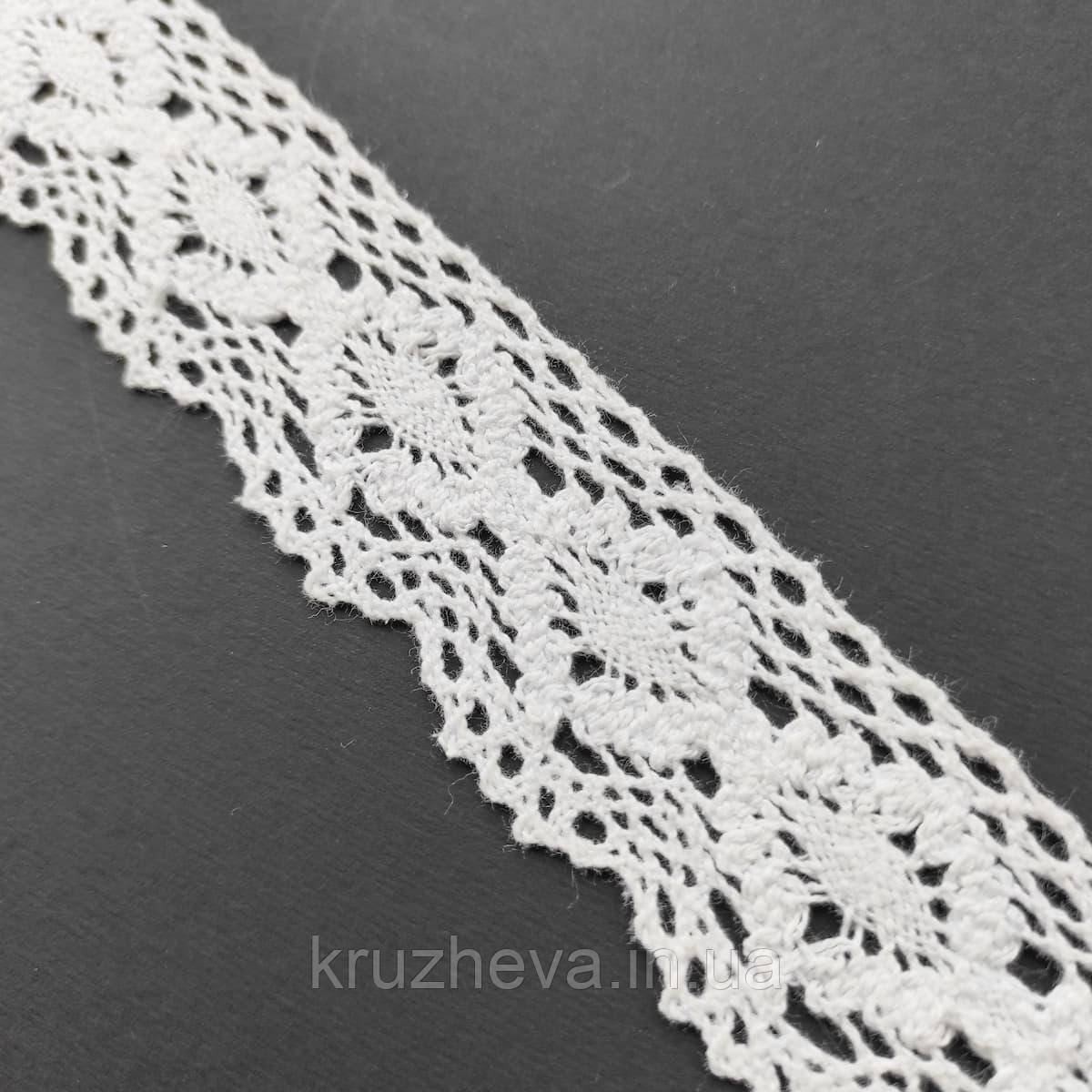 Ажурне натуральне бавовняне (лляне) мереживо білого кольору, ширина 4,0 см