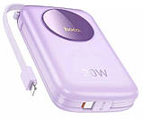 УМБ Power Bank Hoco Q19 30W 10000mAh з вбудованими кабелями фіолетовий, фото 3