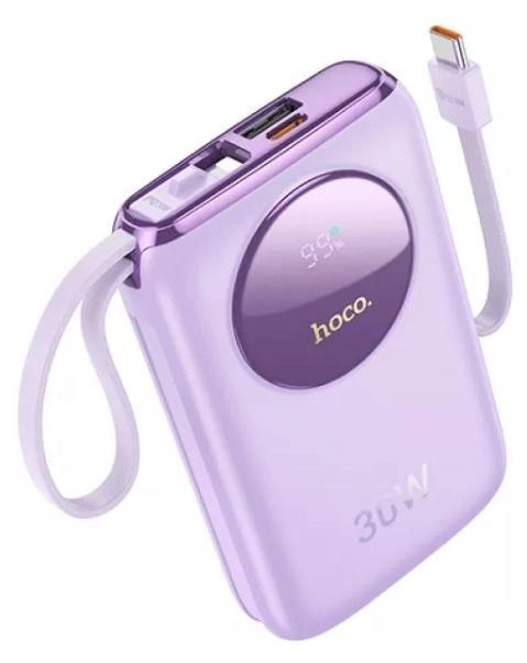 УМБ Power Bank Hoco Q19 30W 10000mAh з вбудованими кабелями фіолетовий