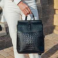Женский кожаный городской рюкзак - сумка Черный