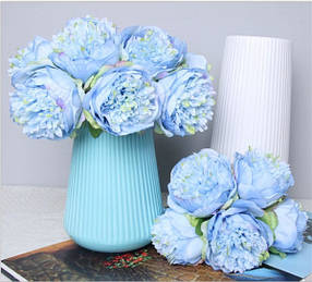 Квіти Півонії Блакитні, букет 5шт (висота 30см)