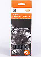 Набор угольных карандашей 6 шт.: мягкий, средний, жесткий Woodless Art Nation
