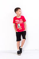 Дитячий літній  костюм для хлопчика, бриджі і футболка, двохнитка і кулір, від 110см до 134см