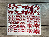 Наклейки на раму велосипеда KONA ( цвет красный )