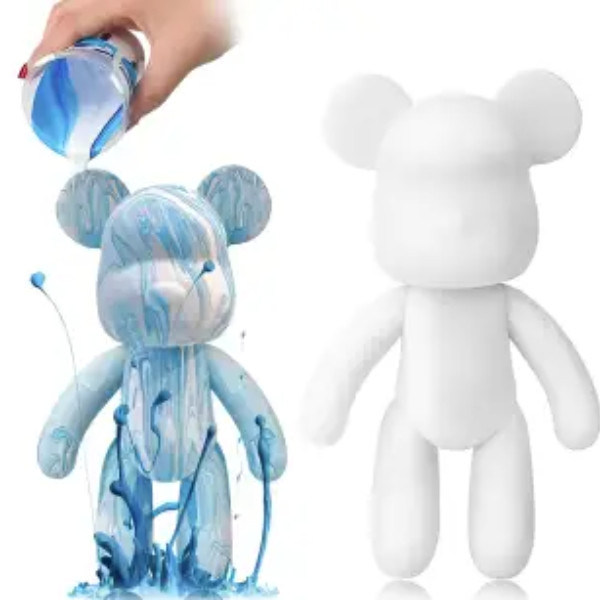Набір для творчості Флюїдний Ведмедик 33см Арт терапія DIY Creative Fluid Bear Блакитний з білим, фото 1
