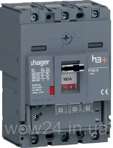 Hager Mccb Wyłącznik Mocy H3+ P160 3P 160A 70Ka (Hes160Gc)