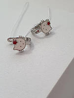 Срібні сережки дитячі Hello Kitty