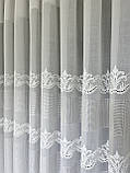 Молочний льон із мережкою. Лляна тюль. Гардини для зали, спальні, фото 10