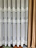Молочний льон із мережкою. Лляна тюль. Гардини для зали, спальні, фото 6