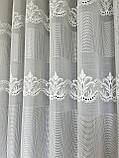 Молочний льон із мережкою. Лляна тюль. Гардини для зали, спальні, фото 5