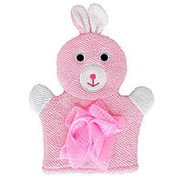 Мочалка-перчатка для купания малышей Mega Zayka MGZ-0911(Pink) Зайка, Time Toys
