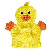 Мочалка-перчатка для купания малышей Mega Zayka MGZ-0911(Yellow) Утенок, Time Toys