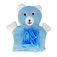 Мочалка-перчатка для купания малышей Mega Zayka MGZ-0911(Blue) Медвежонок, Lala.in.ua