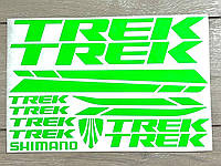 Наклейки на раму велосипеда TREK ( цвет зеленый кислотный флюрисцентный )