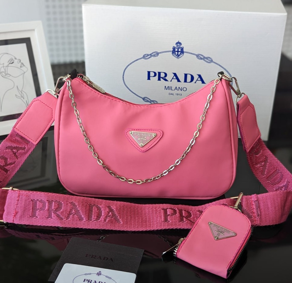 Сумка Prada нейлон рожевий, фото 1