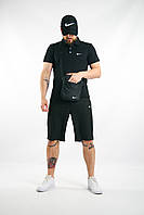 Мужской спортивный костюм Nike летний комплект черный футболка поло и шорты кепка и барсетка В ПОДАРОК JMS