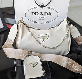 Сумка Prada нейлон молочний