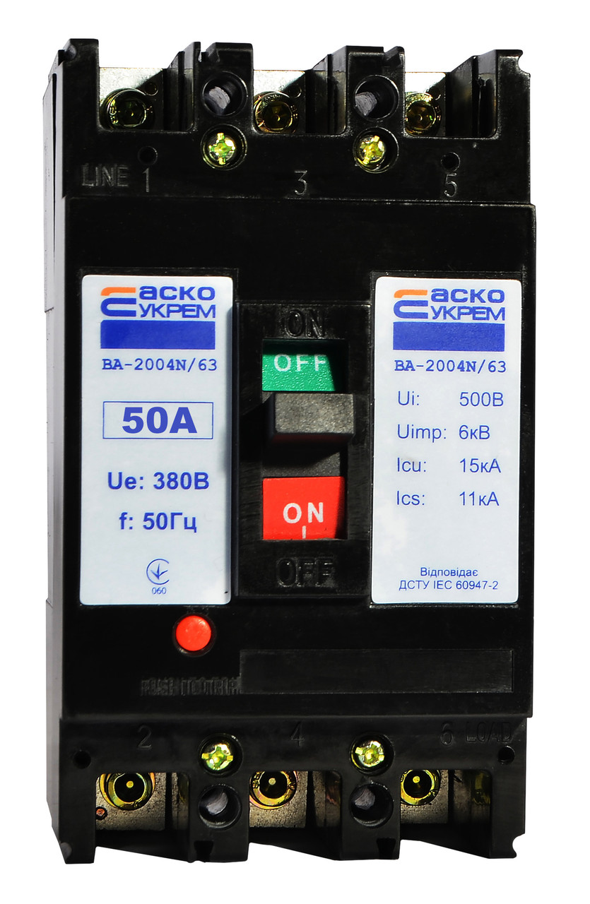 Автоматичний вимикач УКРЕМ ВА-2004N/63 3р 50А АСКО, фото 1