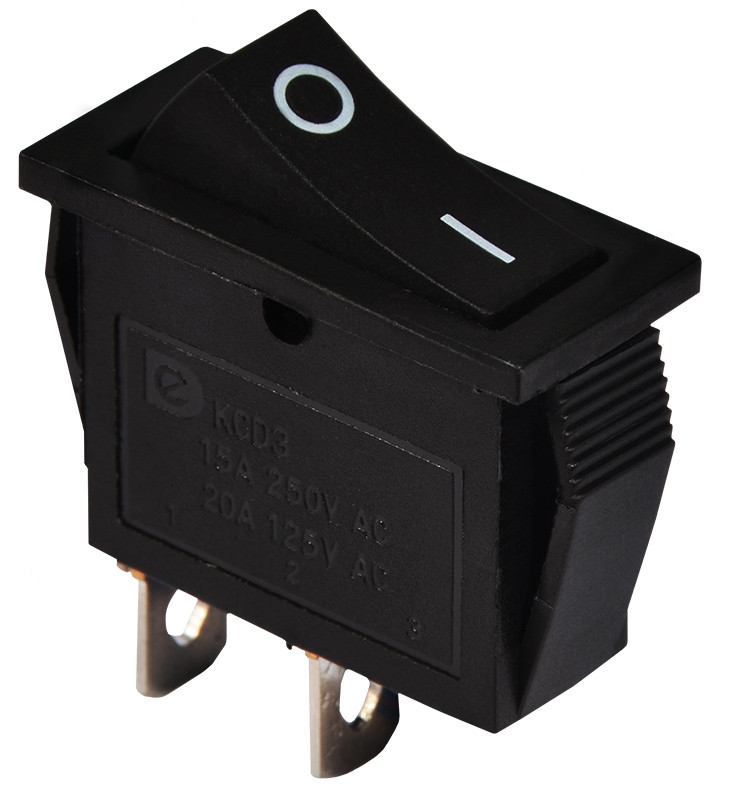 KCD3-111  Перемикач 1 клав. чорний без фіксації, фото 1