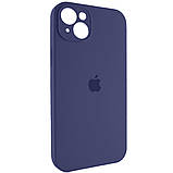 Чохол для iPhone 13 Silicone Full Case Camera Protect, Темно-синій, м'який на дотик, захист камери, фото 2