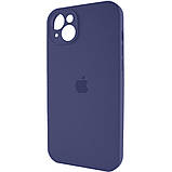 Чохол для iPhone 13 Silicone Full Case Camera Protect, Темно-синій, м'який на дотик, захист камери, фото 3