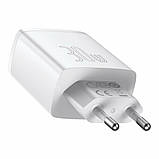 Мережевий зарядний пристрій Baseus Compact Quick Charger 2U+C 30W EU White, 3 порти, Quick Charge 3.0, Power Delivery, фото 2