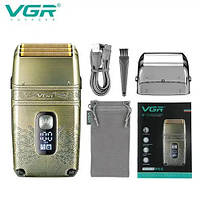 Электробритва VGR V-335 шейвер, IPX6, тройное лезвие, триммер, LED Display, metal