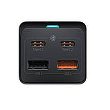 Мережевий зарядний пристрій Baseus GaN3 Pro Desktop Powerstrip AC+2U+2C 65W EU Black, 4 USB-порти, 1.5 м кабель, фото 2