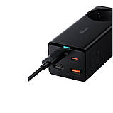 Мережевий зарядний пристрій Baseus GaN3 Pro Desktop Powerstrip AC+2U+2C 65W EU Black, 4 USB-порти, 1.5 м кабель, фото 3