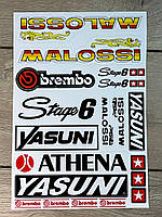 Наклейки Спонсор YASUNI STAGE6 BREMBO мотокросс стикер пак наклейок винилових для Мото скутер мопед мотоцикл