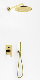 Душова система KOHLMAN EXPERIENCE GOLD + BOX прихованого монтажу із верхнім душем латунь золото
