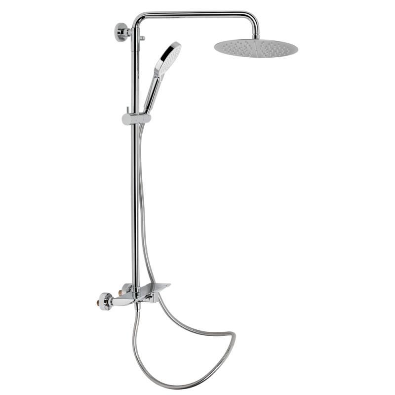 Душова система універсальна Qtap Sloup на три споживачі (з виливом) з поличкою QTSL51105OGC Chrome, фото 1