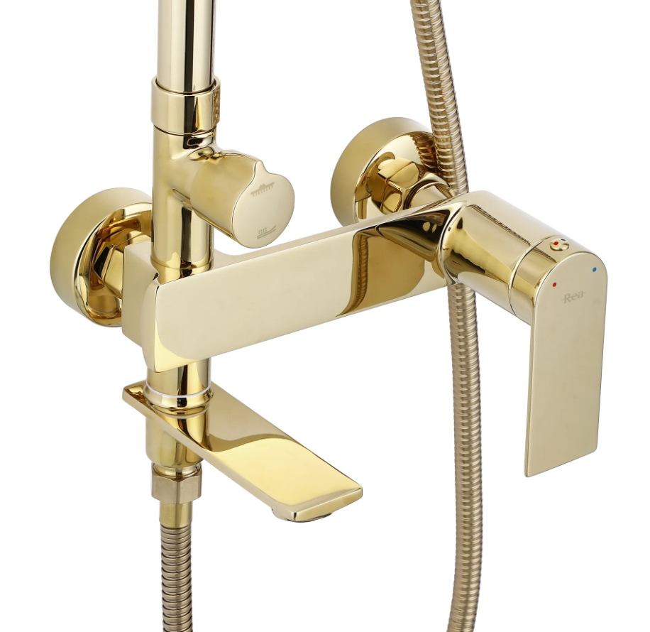 Душовий гарнітур REA STORM GOLD золотий з виливом, фото 1