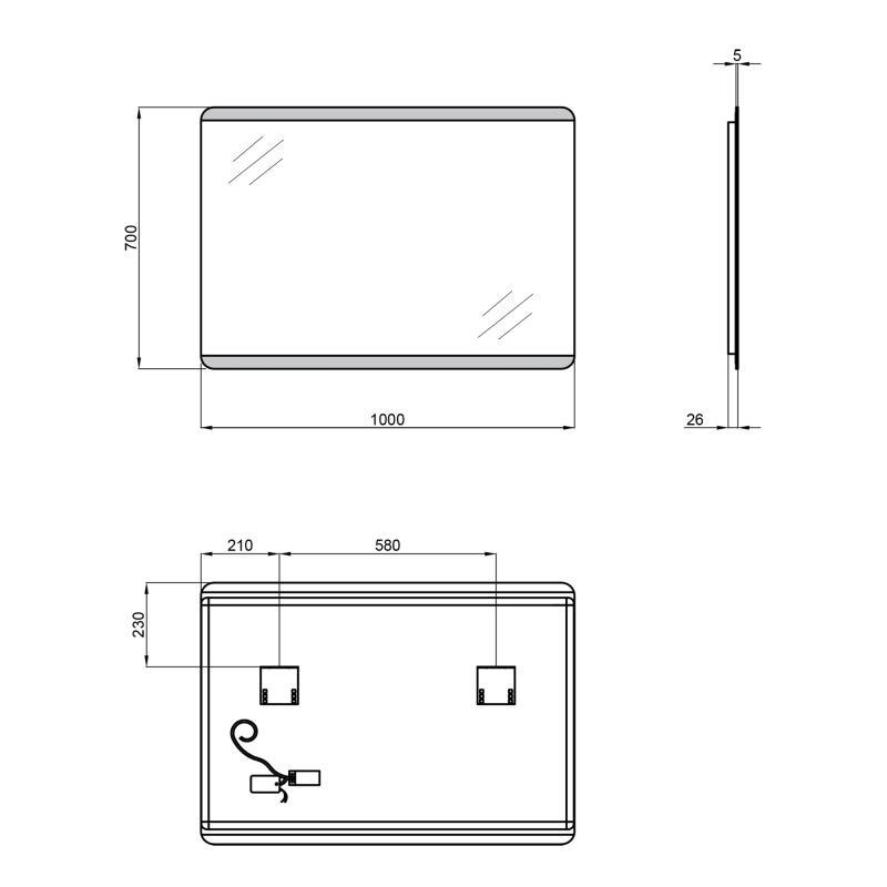 Дзеркало Qtap Tern 1000х700 з LED-підсвіткою QT1778120870100W, фото 1