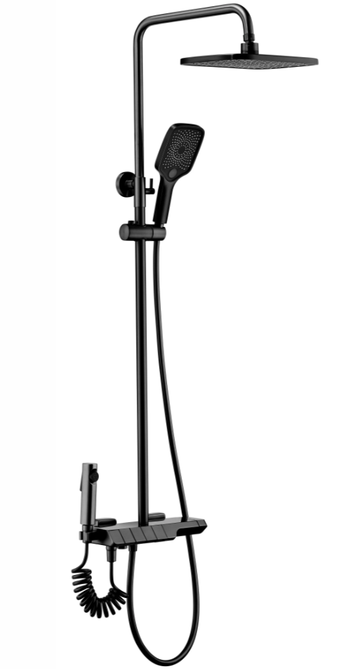 Душовий гарнітур REA ROB BLACK з термостатом та виливом, фото 1