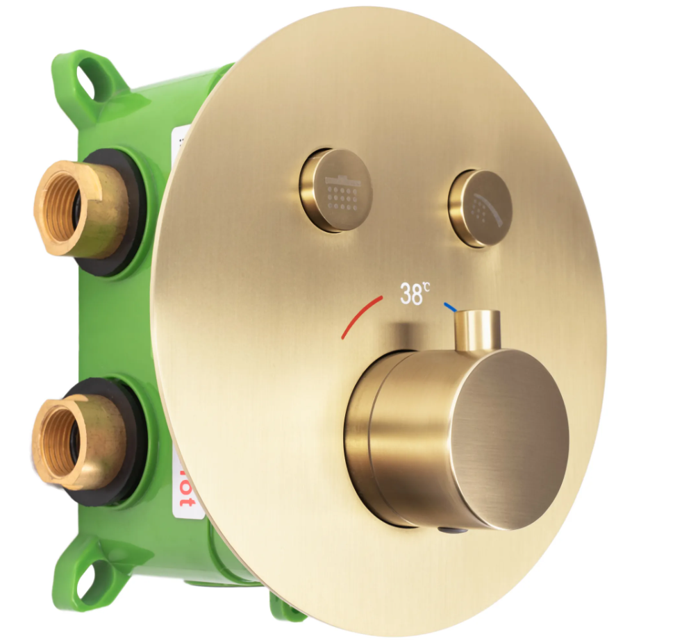 Душовий гарнітур REA LUNGO MILER BRUSHED GOLD + BOX золотий матовий з термостатом