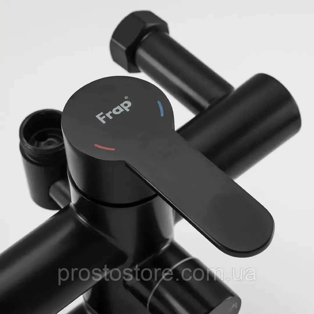 Душева система Frap F24801-6, поворотний вилив - перемикач на лійку, 1 режим, чорний, фото 1