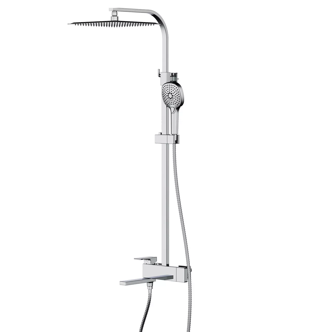 Душова система FAOP A2409, вилив - перемикач на лійку, 3-режими, хром, фото 1