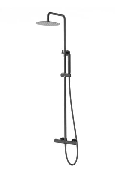 Душовий гарнітур Corsan LUGO BLACK MATT з термостато, фото 1