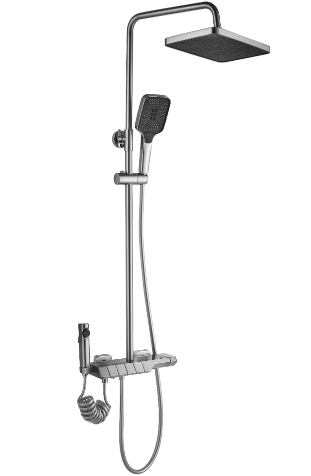 Душовий гарнітур REA ROB NIKIEL BRUSHED з термостатом та виливом, фото 1