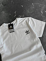 Брендовая мужская футболка "Adidas", белая качественная мужская футболка