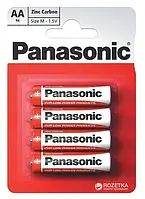 Батарейка Panasonic RED ZINC угольно-цинковая AA(R6) блистер, 4 шт. (R6REL/4BPR)