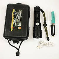 BI Фонарь P512-HP50, ЗУ micro USB, 1x18650/3xAAA, zoom, мощный ручной фонарик, карманный мини фонарь