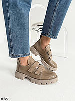 Premium! Женские кожаные бежевые туфли на каблуке весенние Натуральная кожа Весна Осень