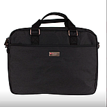 Чорна містка сумка для ноутбука на блискавці, текстиль, великого відділень, фото 3