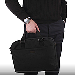 Чорна містка сумка для ноутбука на блискавці, текстиль, великого відділень, фото 6