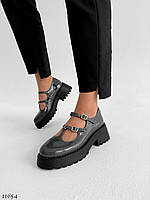 Premium! Женские кожаные серые туфли на каблуке весенние Натуральная кожа Весна Осень, 37