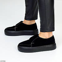 Модные женские замшевые черные лоферы весенние туфли Натуральная замша Весна Осень