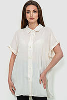 Рубашка женская однотонная на пуговицах, цвет молочный, размер L-XL, 102R5230